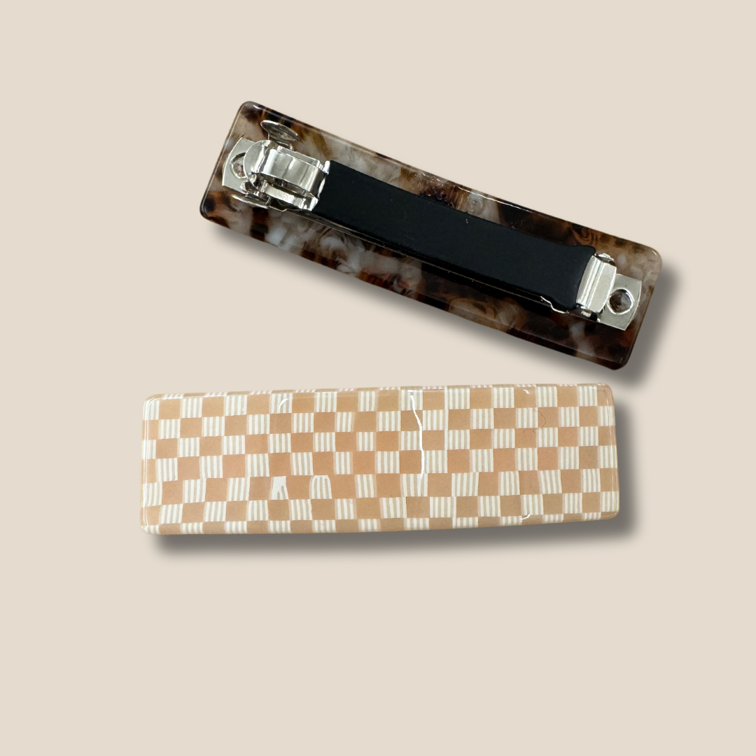 Pink Checker French Barrette