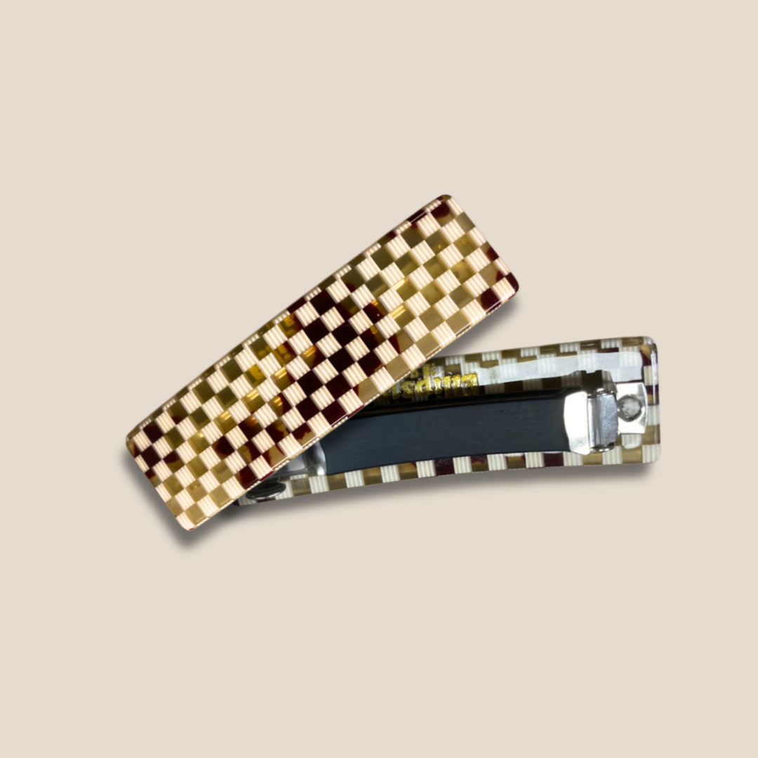 Tortoise Checker Everyday Barrette