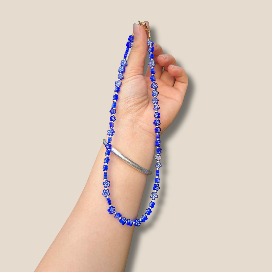 Cobalt Daisy Chain Necklace