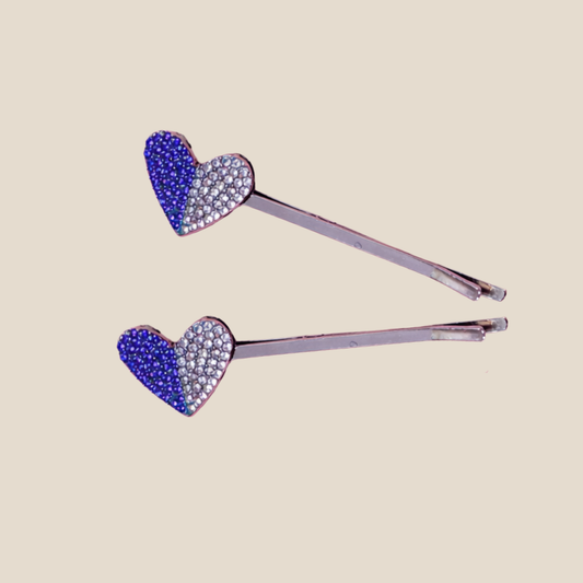 Contrast Heart Hair Pin Set in After Hours