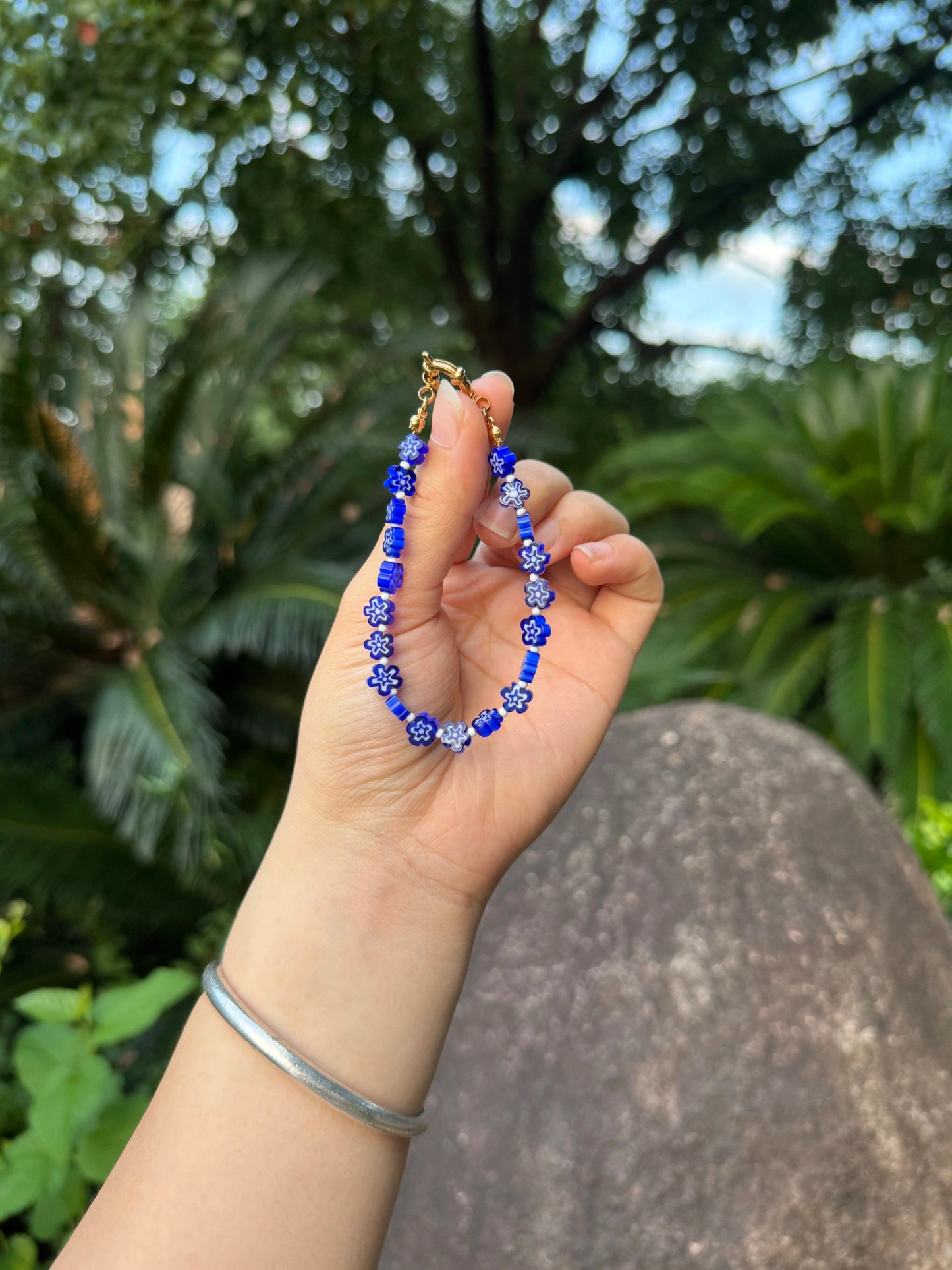 Cobalt Daisy Chain Bracelet