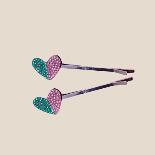 Contrast Heart Hair Pin Set in Daydream