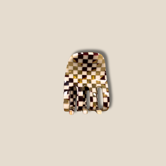Tortoise Checker Mini Everyday Hair Claw