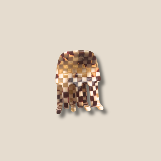 Tortoise Checker Mini Everyday Hair Claw